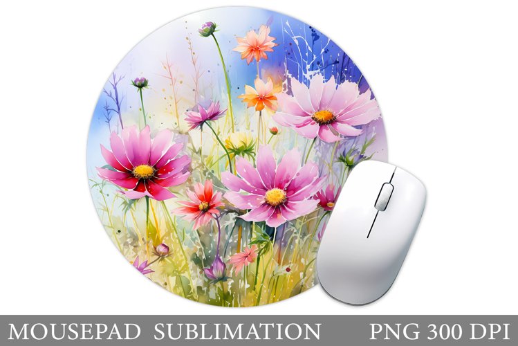 Wildflowers Mouse Pad Design. Flowers Mouse Pad Sublimation example image 1