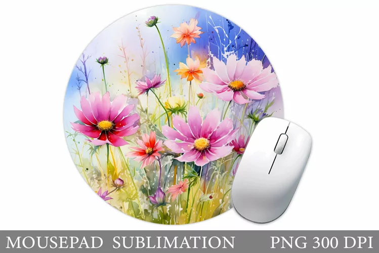 Wildflowers Mouse Pad Design. Flowers Mouse Pad Sublimation
