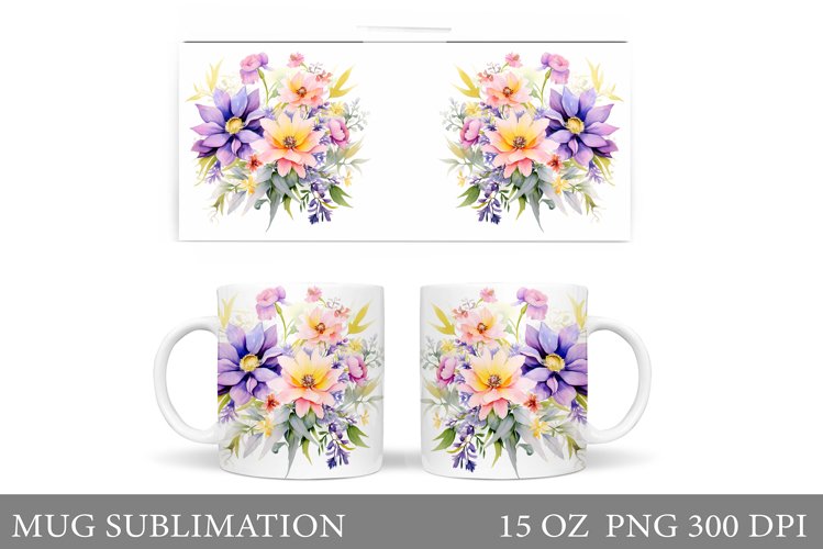 Flowers Mug Wrap Sublimation. Flowers Mug Wrap Design example image 1