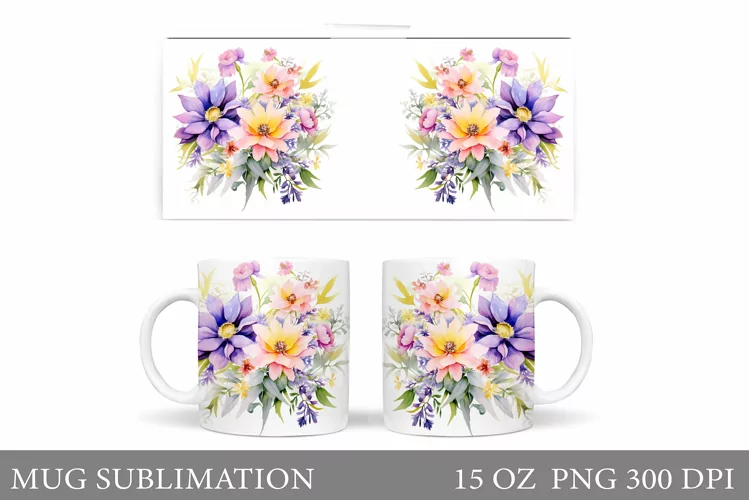 Flowers Mug Wrap Sublimation. Flowers Mug Wrap Design
