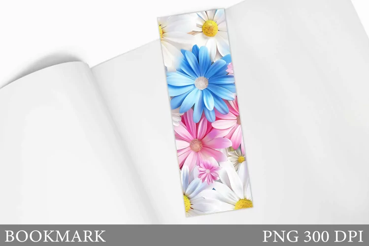 Daisy Flowers Bookmark Design. 3D Flowers Bookmark