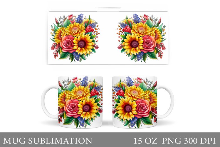 Flowers Mug Sublimation. Flowers Mug Wrap Design