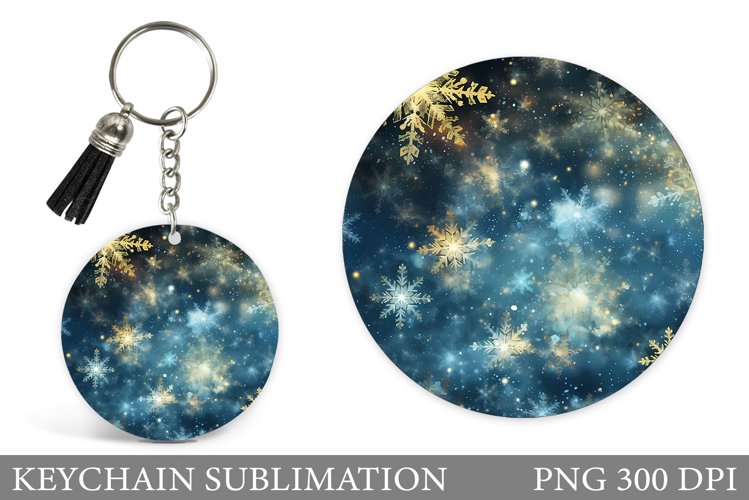 Shimmer Snowflakes Keychain. Winter Keychain Sublimation