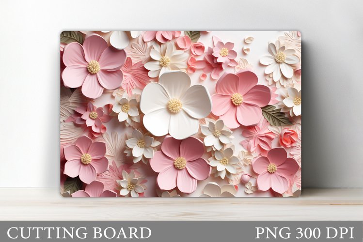 3D Flowers Cutting Board. Spring Flowers Cutting Board example image 1