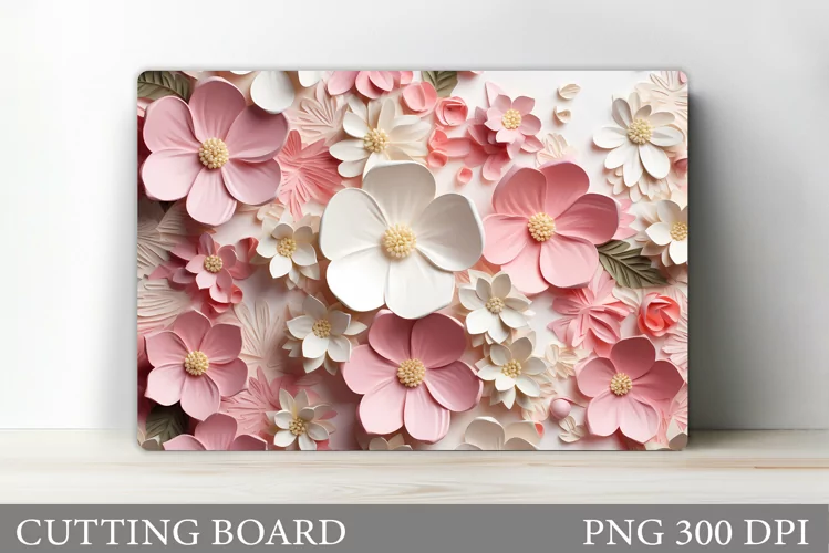 3D Flowers Cutting Board. Spring Flowers Cutting Board