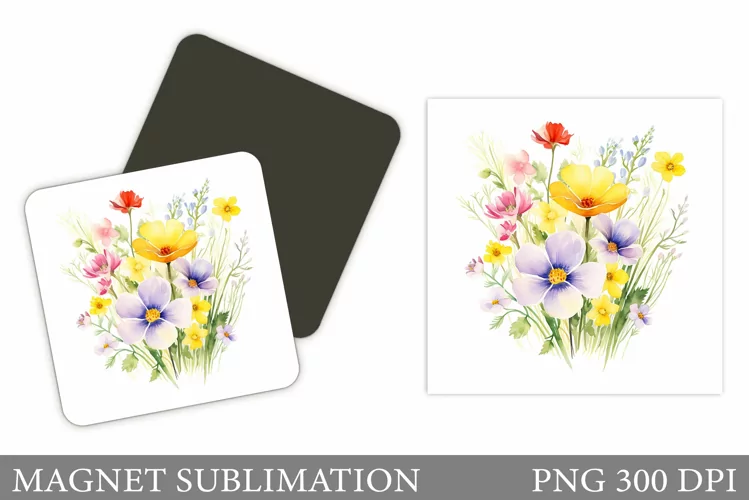 Wildflowers Magnet Design. Flowers Magnet Sublimation