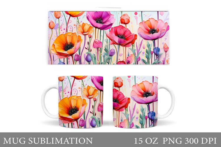 Wildflowers Mug Design. Flowers Mug Sublimation example image 1