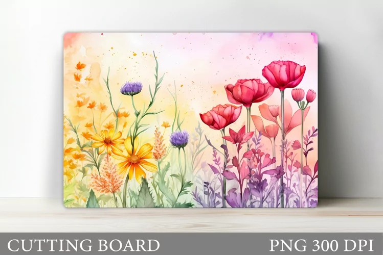 Wildflowers Cutting Board. Flowers Cutting Board Template