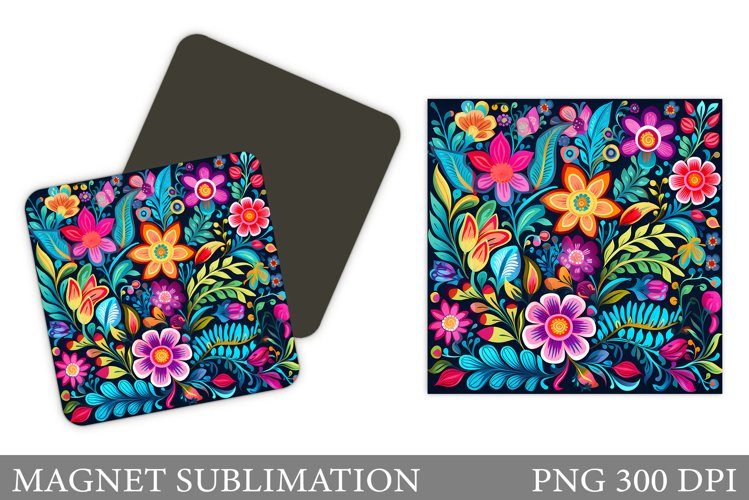 Flowers Square Magnet. Flowers Magnet Design example image 1