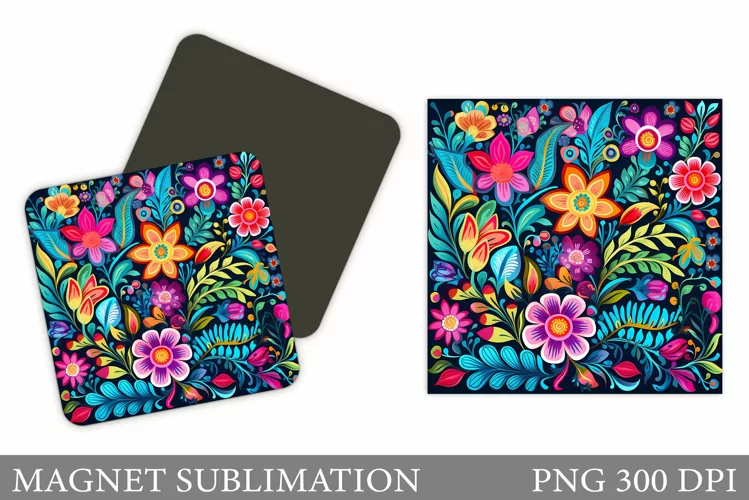 Flowers Square Magnet. Flowers Magnet Design
