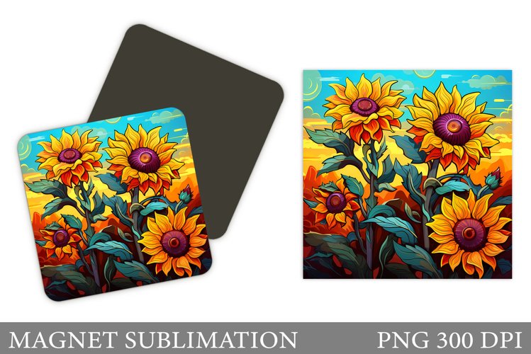 Sunflowers Magnet. Summer Flowers Magnet Sublimation