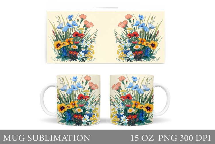 Flowers Mug Wrap Design. Flowers Mug Sublimation example image 1