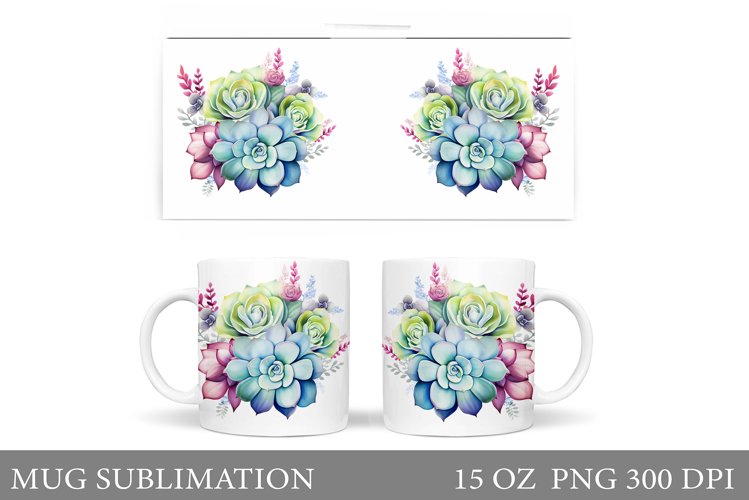 Succulents Mug Sublimation. Plants Mug Design example image 1