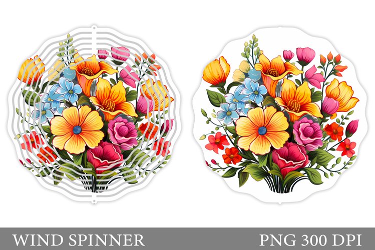 Flowers Wind Spinner Design. Flowers Wind Spinner Template example image 1
