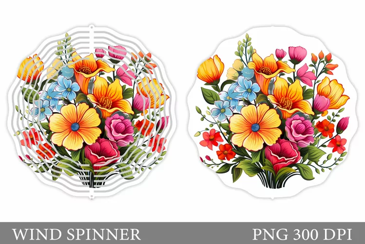 Flowers Wind Spinner Design. Flowers Wind Spinner Template
