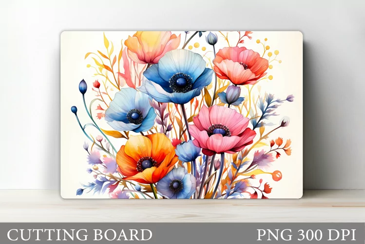 Flowers Cutting Board. Kitchen Cutting Board Template