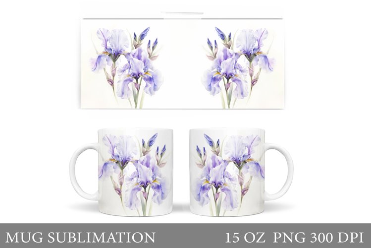 Irises Mug Sublimation. Flowers Mug Design example image 1