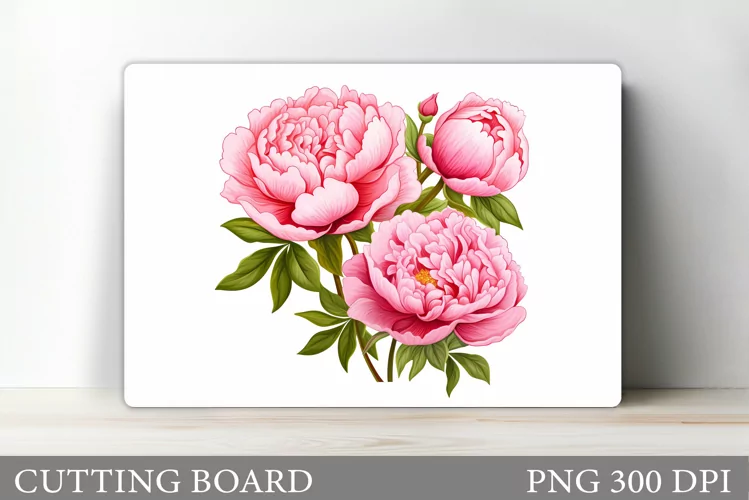 Peony Cutting Board Sublimation. Floral Cutting Board Design