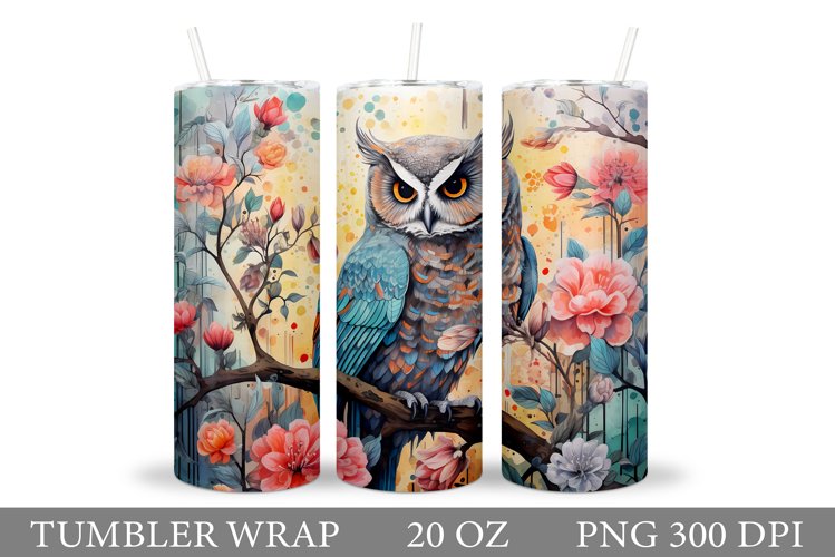 Owl Tumbler Sublimation. Flowers Tumbler Design