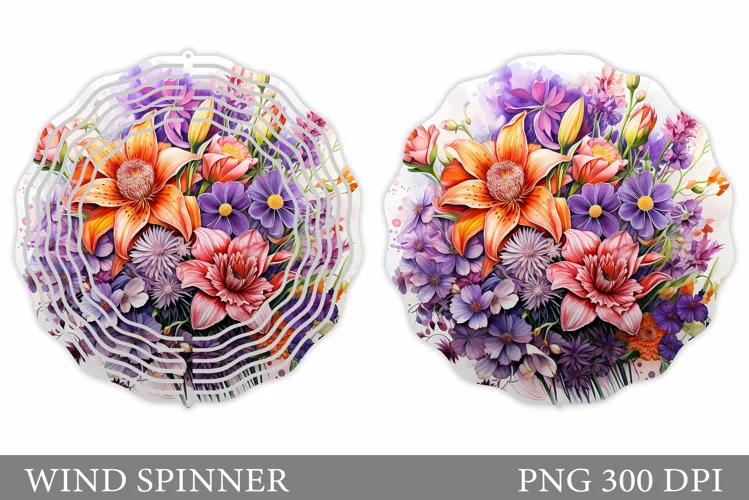 Flowers Wind Spinner Sublimation. Flowers Spinner Design