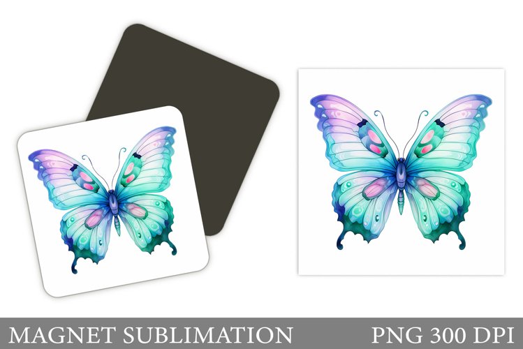 Butterfly Magnet Sublimation. Butterfly Square Magnet Design example image 1