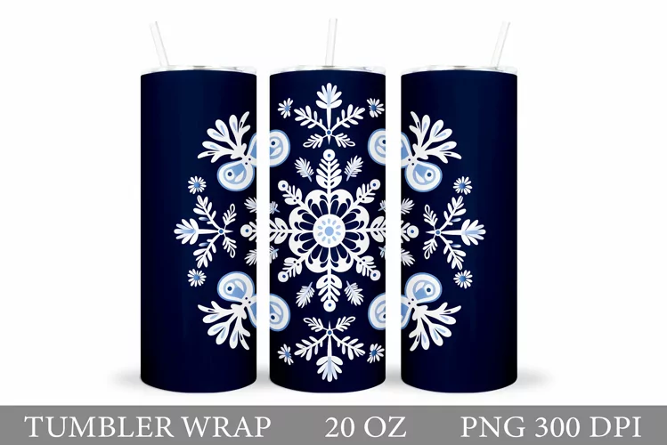 Snowflake Tumbler Wrap Sublimation. Winter Tumbler Design