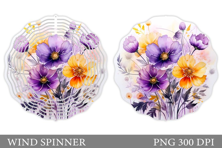 Flowers Wind Spinner Sublimation. Summer Wind Spinner Design