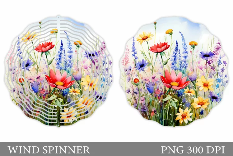 Wildflowers Wind Spinner. Summer Flowers Wind Spinner Design