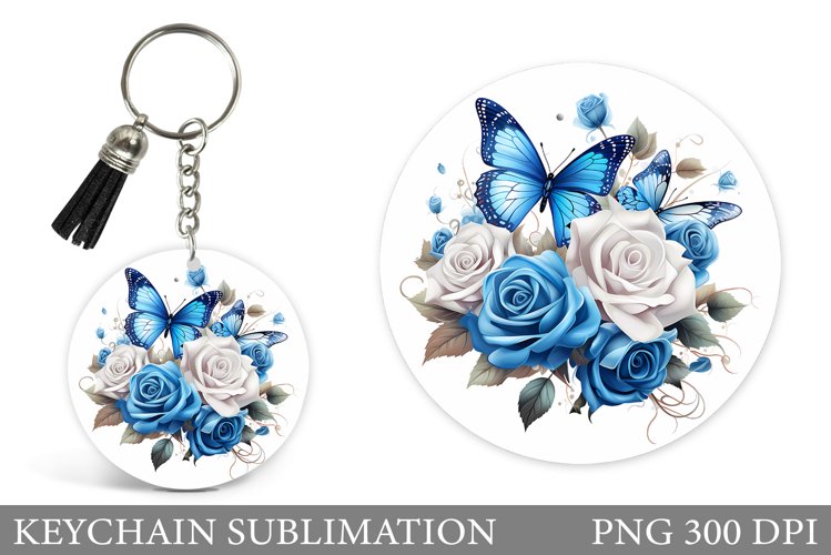 Butterfly Keychain Design. Flowers Keychain Template example image 1