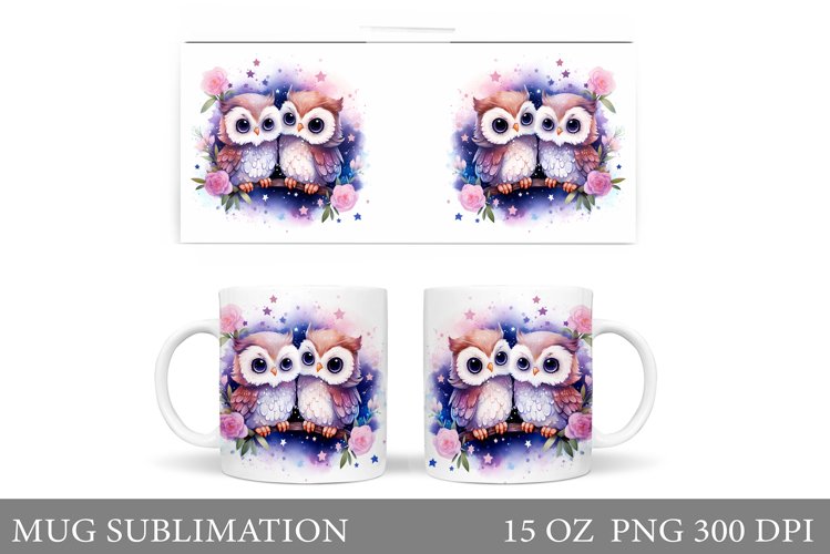 Owls Mug Sublimation. Cute Owls Mug Design
