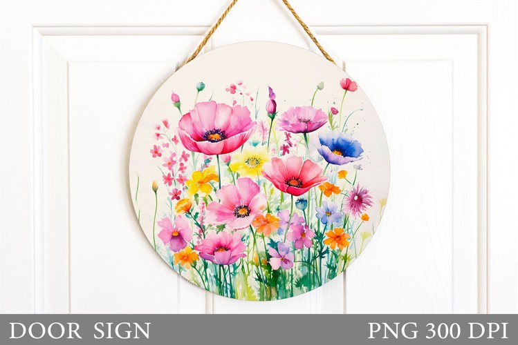 Wildflowers Door Sign. Flowers Door Sign Design example image 1