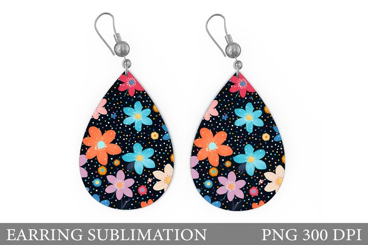 Flowers Teardrop Earring. Flowers Earring Design example image 1