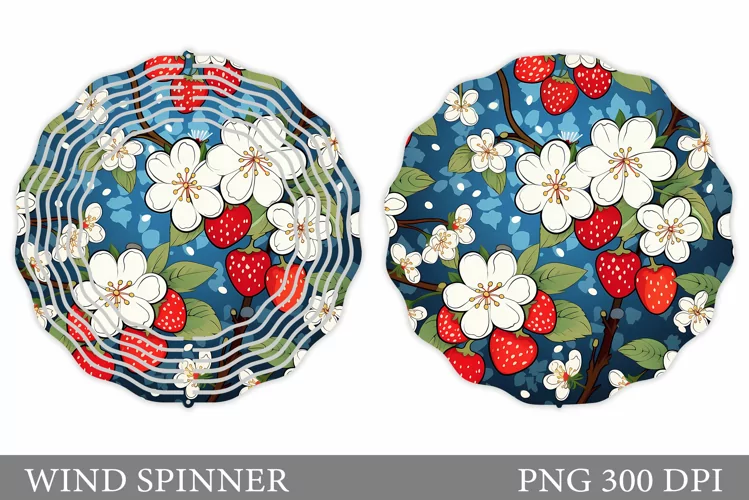 Strawberry Wind Spinner. Flowers Wind Spinner Sublimation
