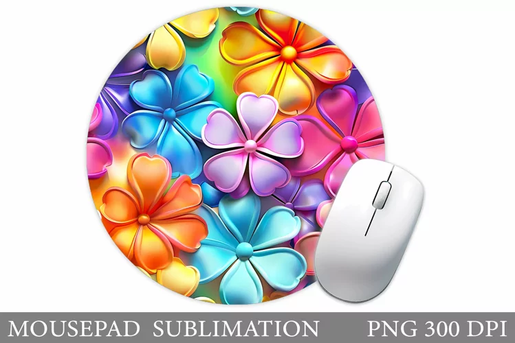 3D Flowers Mouse Pad Design. Floral Mouse Pad Sublimation