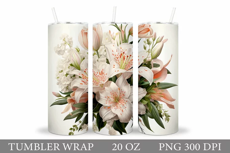 Flowers Tumbler Wrap Design. Floral Tumbler Sublimation