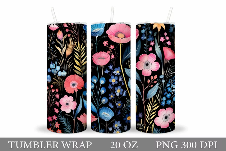 Flowers Tumbler Design. Sublimation Tumbler Flowers