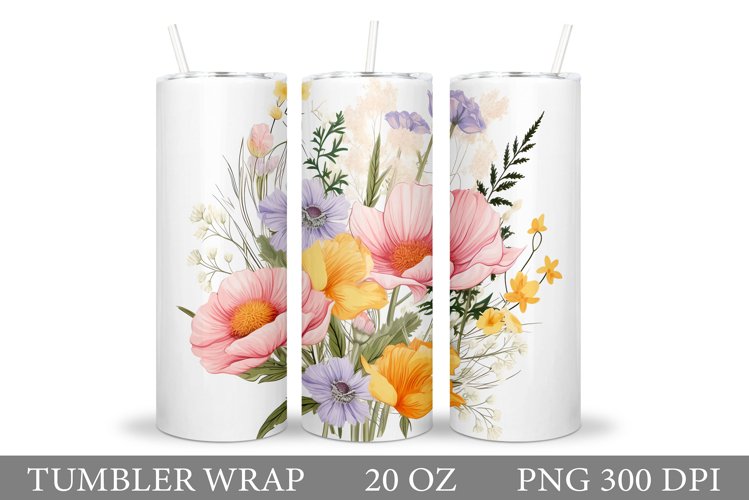 Flowers Tumbler Wrap Design. Sublimation Tumbler Flowers
