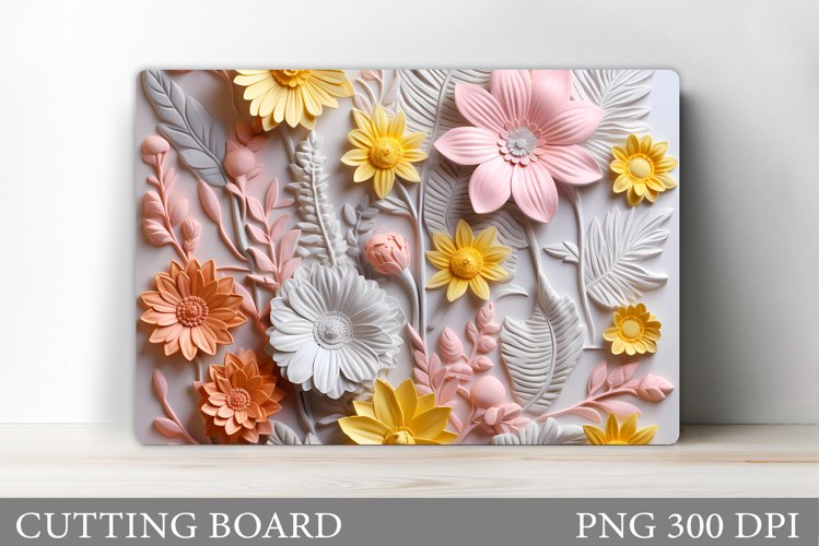 3D Flowers Cutting Board. Floral Cutting Board Design example image 1