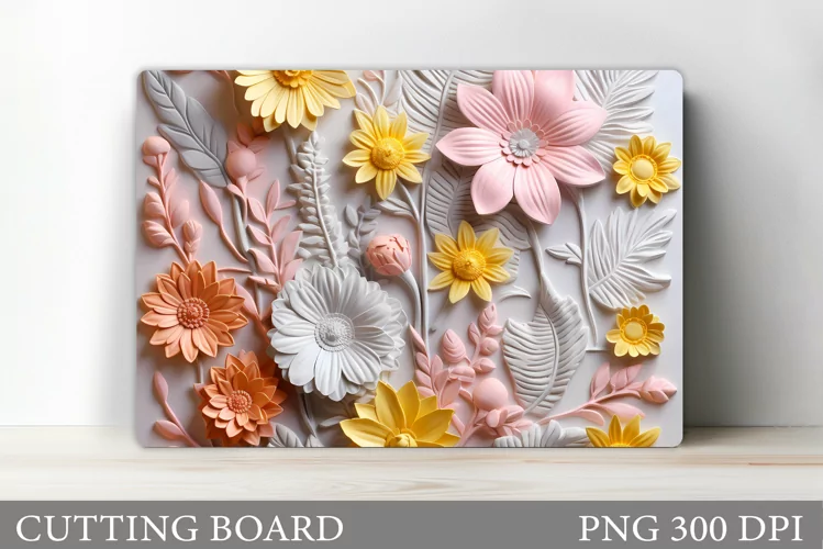 3D Flowers Cutting Board. Floral Cutting Board Design
