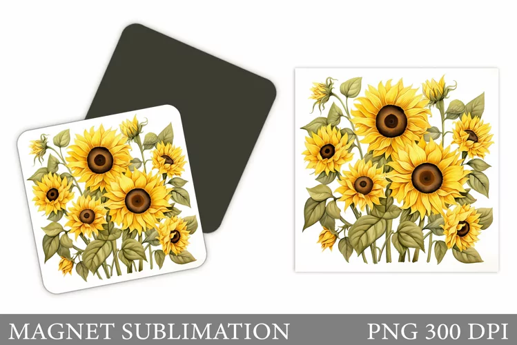 Sunflowers Magnet. Flowers Magnet Sublimation
