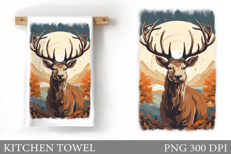 Deer Kitchen Towel Design. Deer Sublimation example image 1