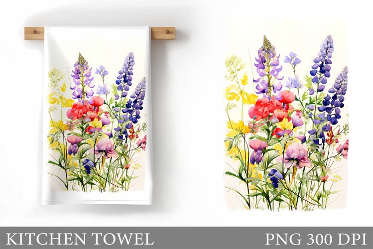 Flowers Kitchen Towel. Wildflowers Kitchen Towel Design