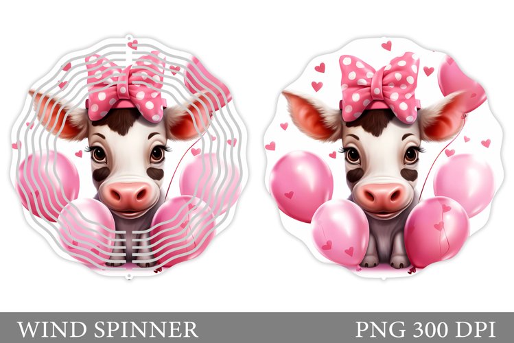 Cute Cow Wind Spinner. Cow Valentine Wind Spinner Design