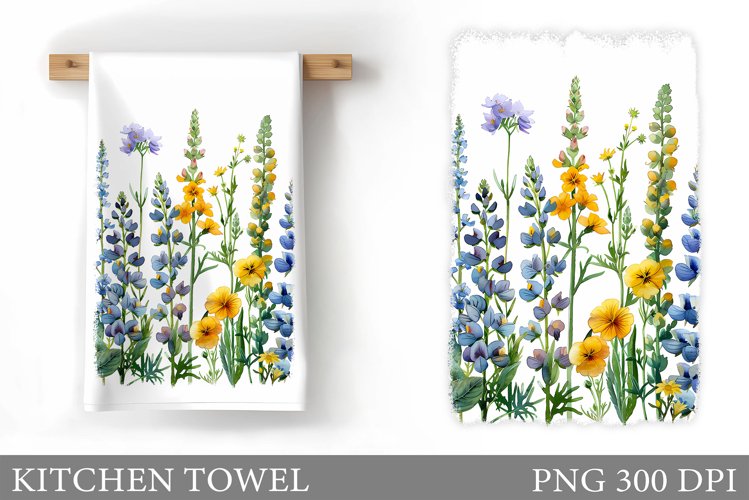 Flowers Kitchen Towel. Wildflowers Kitchen Towel