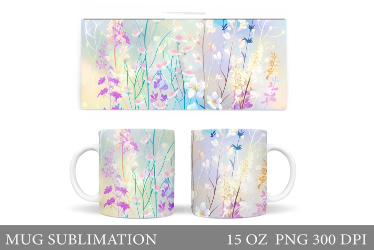 Wildflowers Mug Design. Flowers Mug Sublimation example image 1