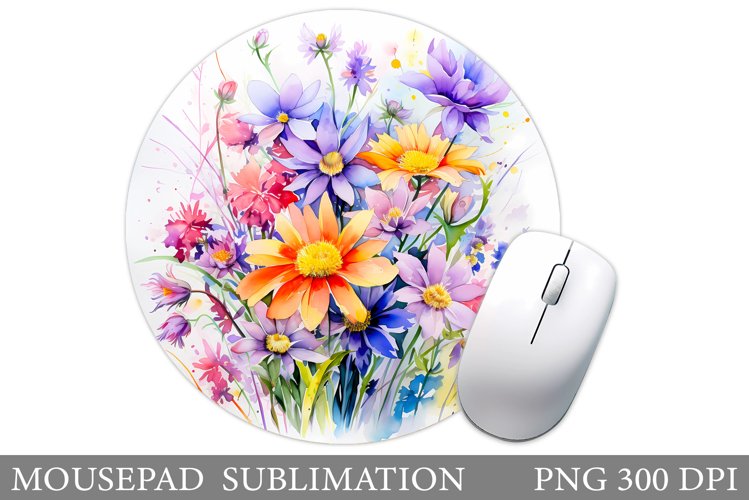 Flowers Mouse Pad Sublimation. Wildflowers Mouse Pad Design