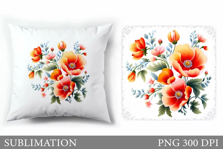 Floral Sublimation. Flowers Pillow Sublimation