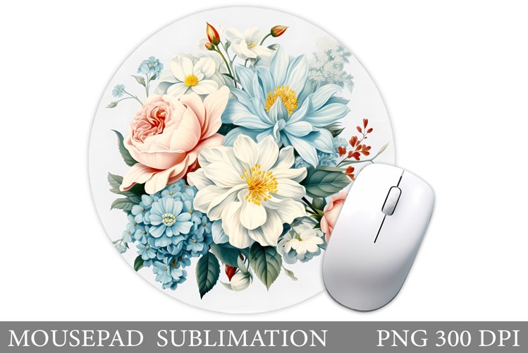 Flowers Mouse Pad Design. Flowers Round Mouse Pad Template example image 1