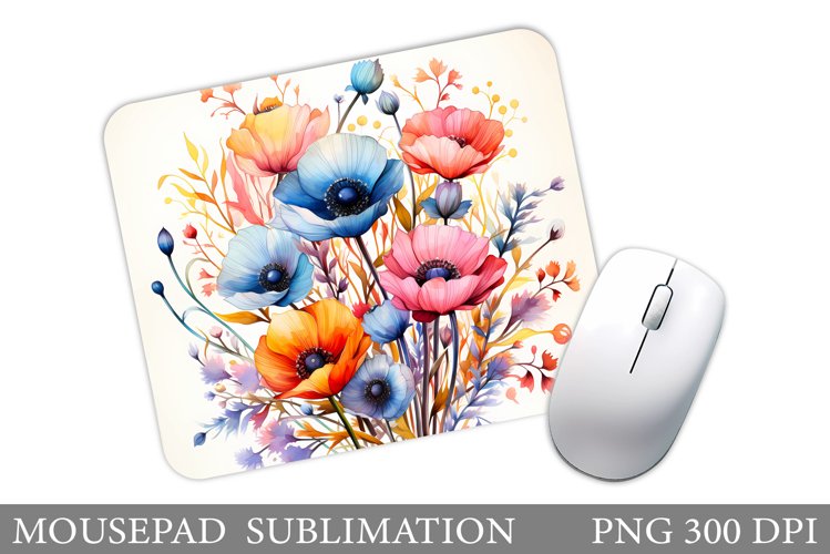 Flowers Mouse Pad Sublimation. Wildflowers Mouse Pad Design