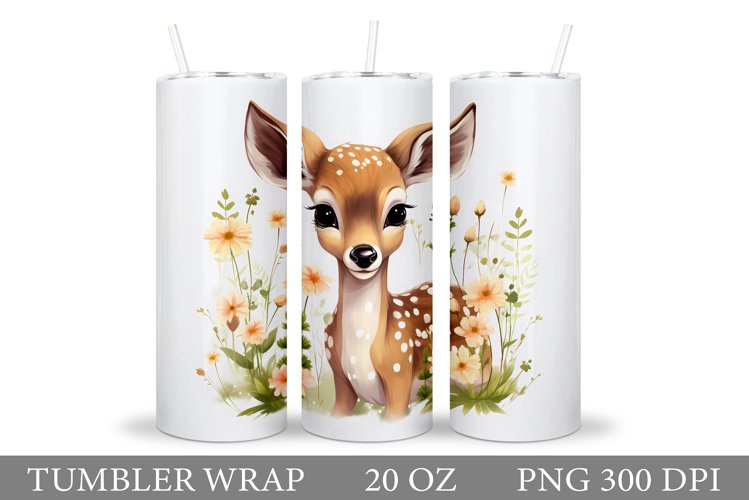 Cute Deer Tumbler Sublimation. Flowers Tumbler Design